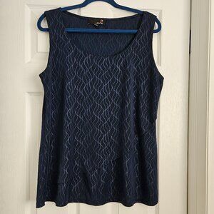 Laura Navy Blue Sleeveless Shirt with Multilayers on‎ the Front - Size L